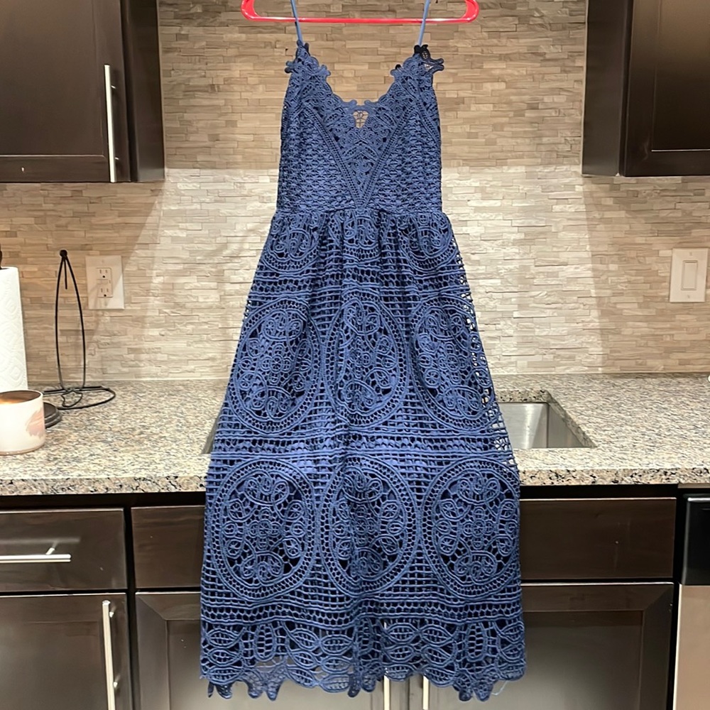 Navy blue knee length dress